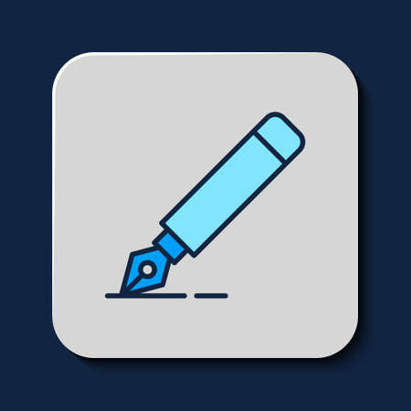 Filled outline Fountain pen nib icon isolated on blue background. Pen tool sign. Vectorのイラスト素材
