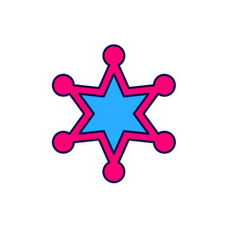Filled outline Hexagram sheriff icon isolated on white background. Police badge icon. Vectorのイラスト素材