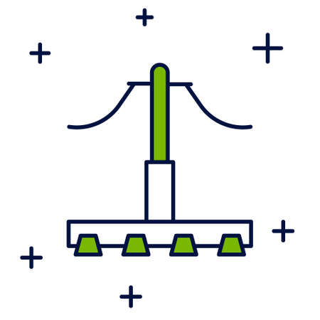 Filled outline Railway icon isolated on white background. Railroad overhead lines. Contact wire. Vectorのイラスト素材