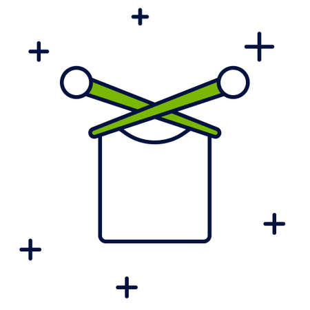 Filled outline Knitting icon isolated on white background. Wool emblem with knitted fabric and needle. Label for hand made, knitting or tailor shop. Vectorのイラスト素材