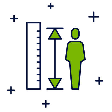 Filled outline Measuring height body icon isolated on white background. Vectorのイラスト素材
