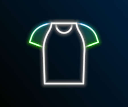 Glowing neon line T-shirt icon isolated on black background. Shirt. Colorful outline concept. Vectorのイラスト素材