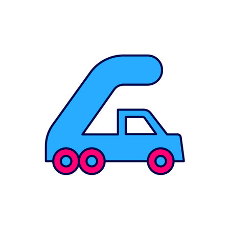 Filled outline Passenger ladder for plane boarding icon isolated on white background. Airport stair travel. Vectorのイラスト素材