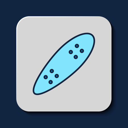 Filled outline Longboard or skateboard cruiser icon isolated on blue background. Extreme sport. Sport equipment. Vectorのイラスト素材