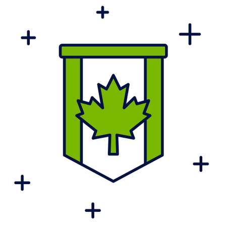 Filled outline Pennant flag of Canada icon isolated on white background. North America country flag. Vectorのイラスト素材