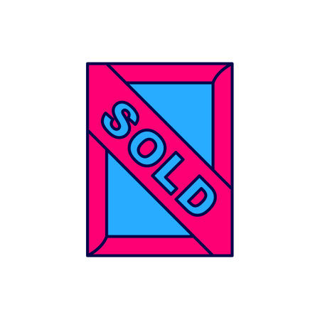 Filled outline Auction painting sold icon isolated on white background. Auction bidding. Sale and buyers. Vectorのイラスト素材