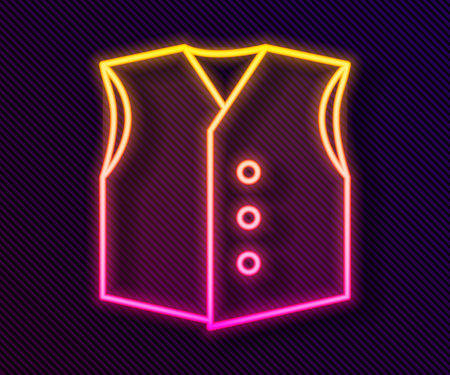 Glowing neon line Waistcoat icon isolated on black background. Classic vest. Formal wear for men. Vectorのイラスト素材