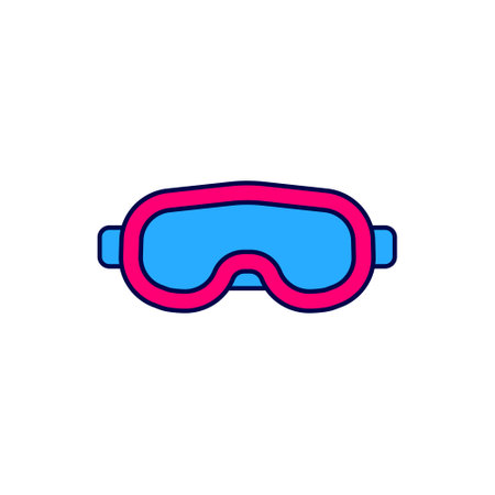 Filled outline Ski goggles icon isolated on white background. Extreme sport. Sport equipment. Vectorのイラスト素材