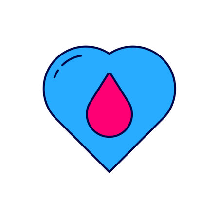 Filled outline Heart with water drop icon isolated on white background. Vectorのイラスト素材