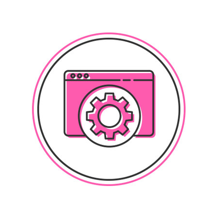 Filled outline Browser setting icon isolated on white background. Adjusting, service, maintenance, repair, fixing. Vectorのイラスト素材