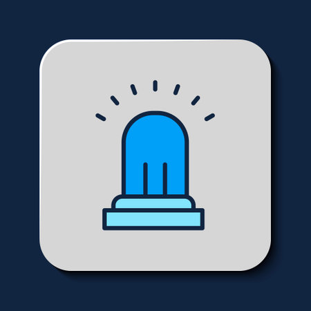 Filled outline Ringing alarm bell icon isolated on blue background. Fire alarm system. Service bell, handbell sign, notification symbol. Vectorのイラスト素材