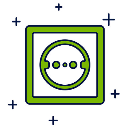 Filled outline Electrical outlet icon isolated on white background. Power socket. Rosette symbol. Vectorのイラスト素材