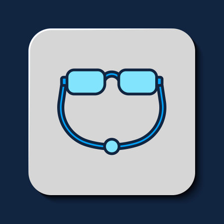 Filled outline Eyeglasses icon isolated on blue background. Vectorのイラスト素材
