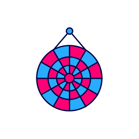 Filled outline Classic dart board and arrow icon isolated on white background. Dartboard sign. Game concept. Vectorのイラスト素材