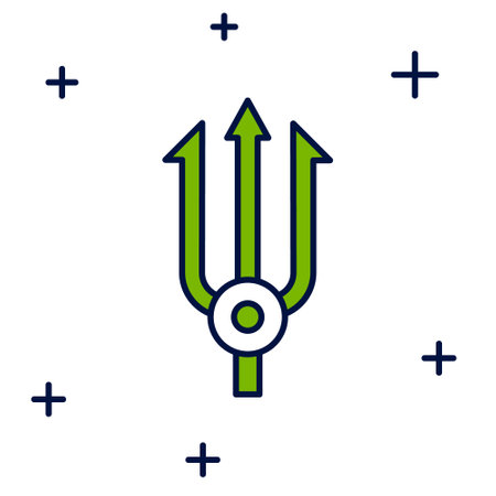Filled outline Neptune Trident icon isolated on white background. Vectorのイラスト素材