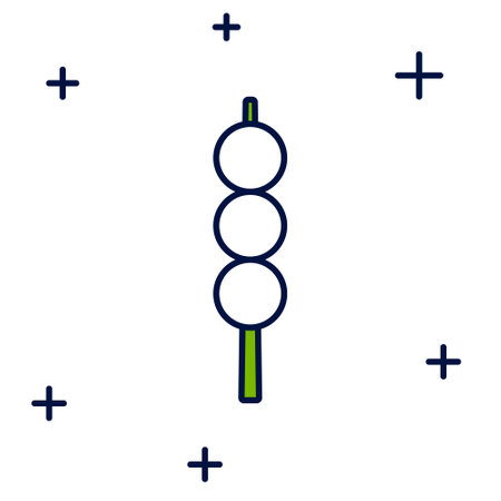Filled outline Meatballs on wooden stick icon isolated on white background. Skewer with meat. Vectorのイラスト素材