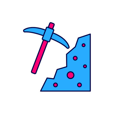 Filled outline Pickaxe icon isolated on white background. Vectorのイラスト素材