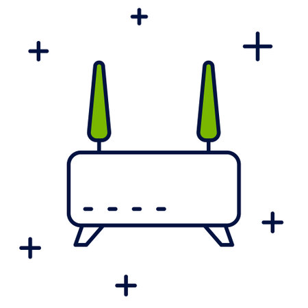 Filled outline Router and wifi signal icon isolated on white background.のイラスト素材