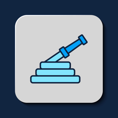 Filled outline Fire hose reel icon isolated on blue background. Vectorのイラスト素材