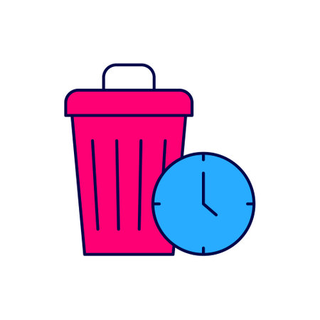 Filled outline Waste of time icon isolated on white background. Trash can. Garbage bin sign. Recycle basket icon. Office trash icon. Vectorのイラスト素材