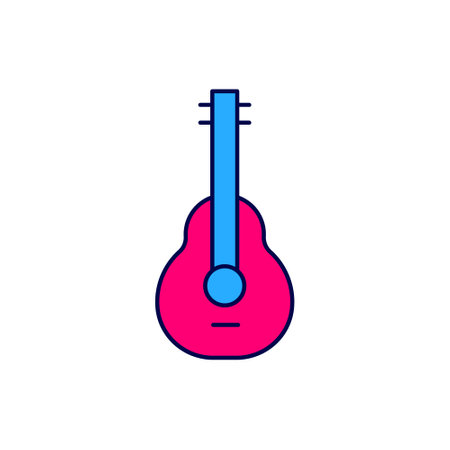 Filled outline Mexican guitar icon isolated on white background. Acoustic guitar. String musical instrument. Vectorのイラスト素材