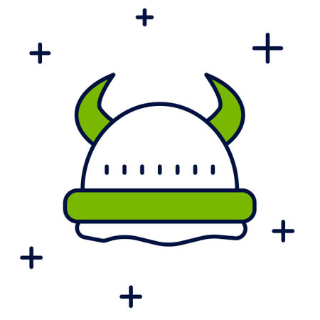 Filled outline Viking in horned helmet icon isolated on white background. Vectorのイラスト素材