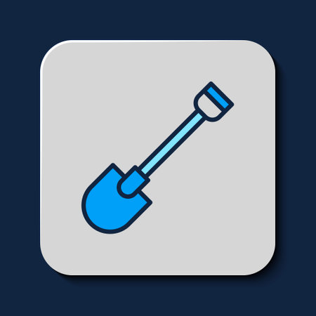 Filled outline Fire shovel icon isolated on blue background. Fire protection equipment. Equipment for firefighter. Vectorのイラスト素材