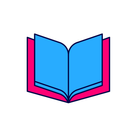 Filled outline Open book icon isolated on white background. Vectorのイラスト素材