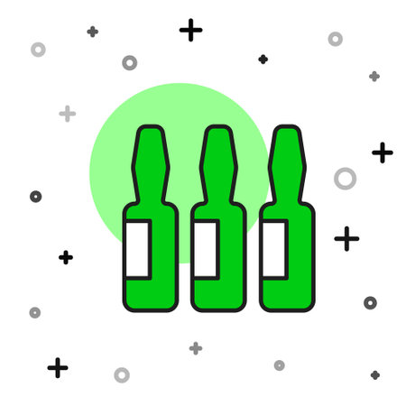 Filled outline Medical vial, ampoule, bottle icon isolated on white background. Vaccination, injection, vaccine healthcare concept. Vectorのイラスト素材