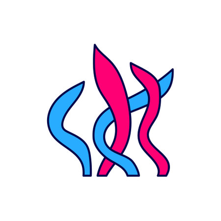 Filled outline Seaweed icon isolated on white background. Underwater seaweed spirulina, aquatic marine algae plant. Vegan and vegetarian food. Vectorのイラスト素材