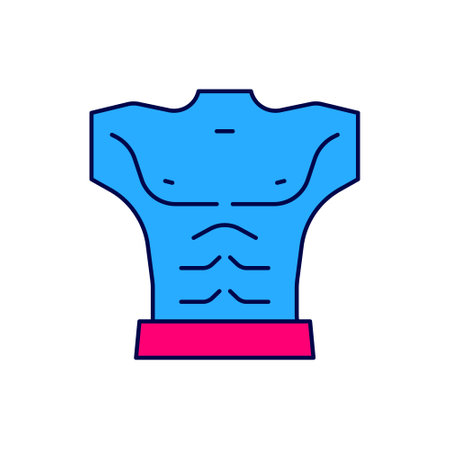 Filled outline Bodybuilder showing his muscles icon isolated on white background. Fit fitness strength health hobby concept. Vectorのイラスト素材