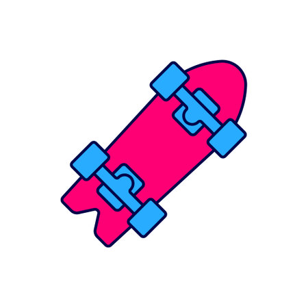 Filled outline Longboard or skateboard cruiser icon isolated on white background. Extreme sport....