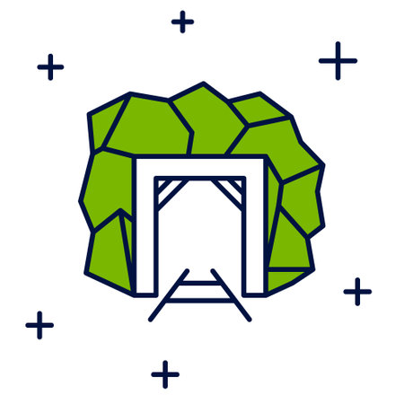 Filled outline Mine entrance icon isolated on white background. Vectorのイラスト素材