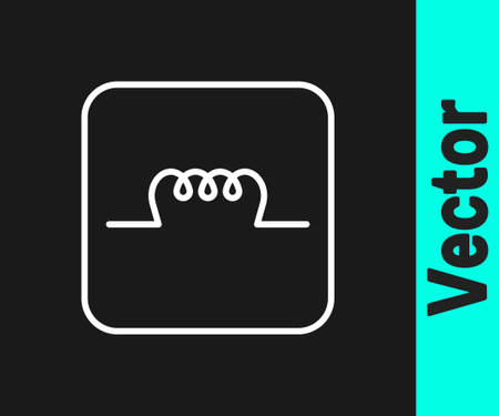 White line Inductor in electronic circuit icon isolated on black background. Vectorのイラスト素材