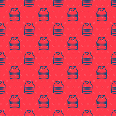 Blue line Undershirt icon isolated seamless pattern on red background. Vectorのイラスト素材