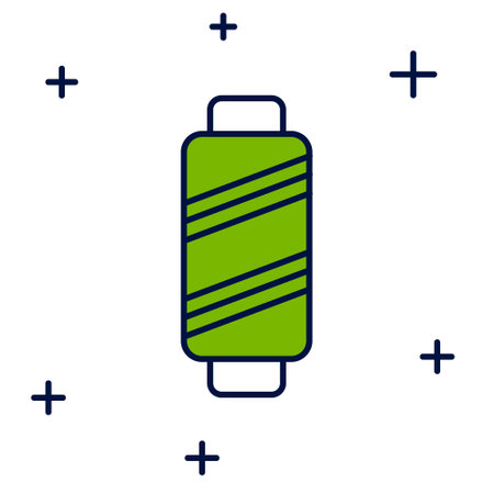 Filled outline Sewing thread on spool icon isolated on white background. Yarn spool. Thread bobbin. Vectorのイラスト素材