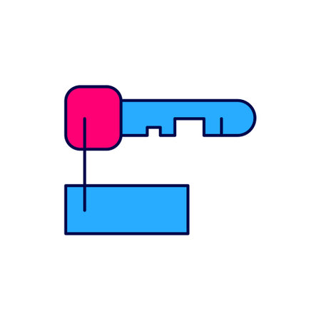 Filled outline Marked key icon isolated on white background. Vectorのイラスト素材