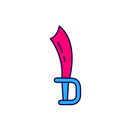 Filled outline Pirate sword icon isolated on white background. Sabre sign. Vectorのイラスト素材