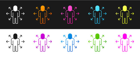 Set Multitasking manager working icon isolated on black and white background. Vectorのイラスト素材