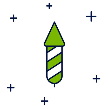 Filled outline Firework rocket icon isolated on white background. Concept of fun party. Explosive pyrotechnic symbol. Vectorのイラスト素材