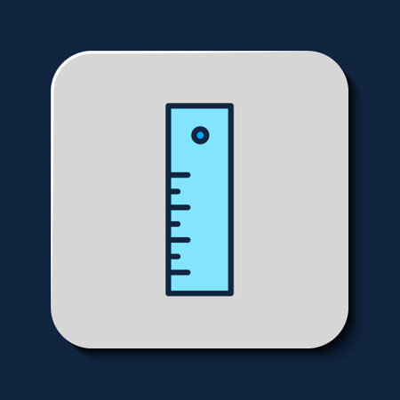 Filled outline Ruler icon isolated on blue background. Straightedge symbol. Vectorのイラスト素材
