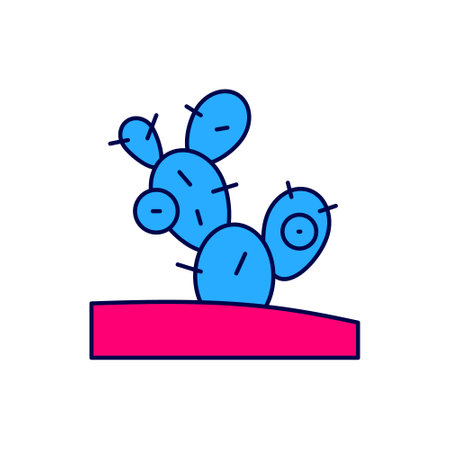 Filled outline Cactus icon isolated on white background. Vectorのイラスト素材