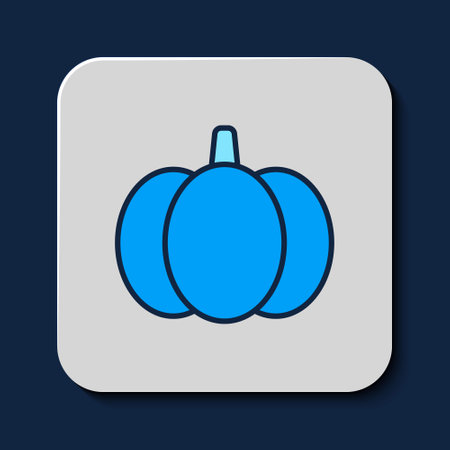 Filled outline Pumpkin icon isolated on blue background. Happy Halloween party. Vectorのイラスト素材