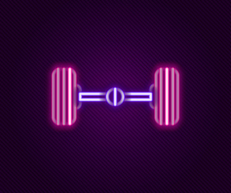 Glowing neon line Chassis car icon isolated on black background. Colorful outline concept. Vectorのイラスト素材