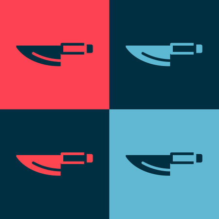 Pop art Knife icon isolated on color background. Cutlery symbol. Vectorのイラスト素材