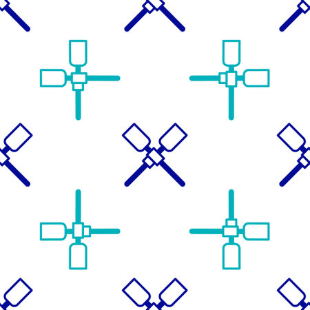 Blue Oars or paddles boat icon isolated seamless pattern on white background. Vectorのイラスト素材