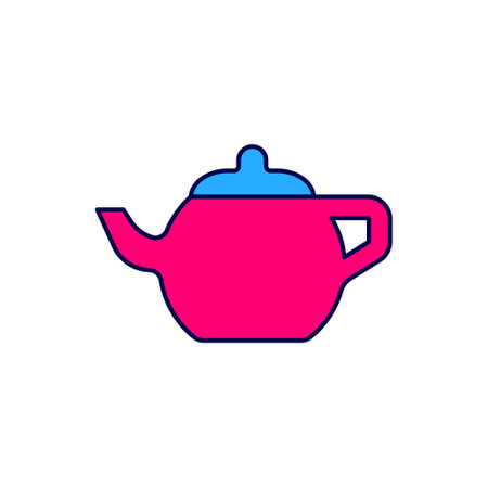 Filled outline Traditional Chinese tea ceremony icon isolated on white background. Teapot with cup. Vectorのイラスト素材
