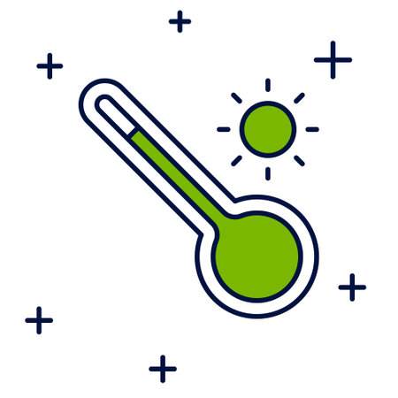 Filled outline Meteorology thermometer measuring heat and cold icon isolated on white background. Thermometer equipment showing hot or cold weather. Vectorのイラスト素材