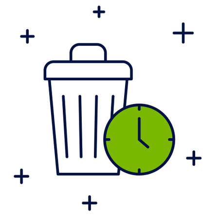 Filled outline Waste of time icon isolated on white background. Trash can. Garbage bin sign. Recycle basket icon. Office trash icon. Vectorのイラスト素材