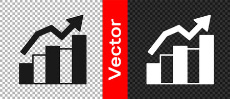 Black Financial growth increase icon isolated on transparent background. Increasing revenue. Vectorのイラスト素材